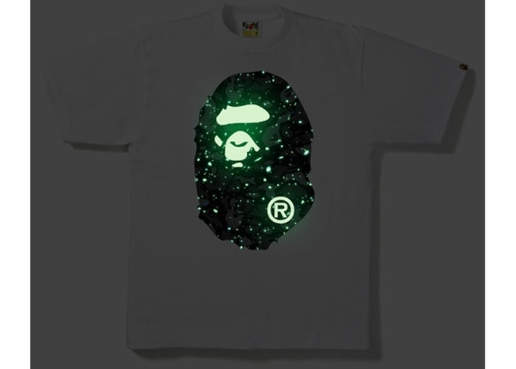 BAPE Space Camo Big Ape Head Tee "White Glow In The Dark"